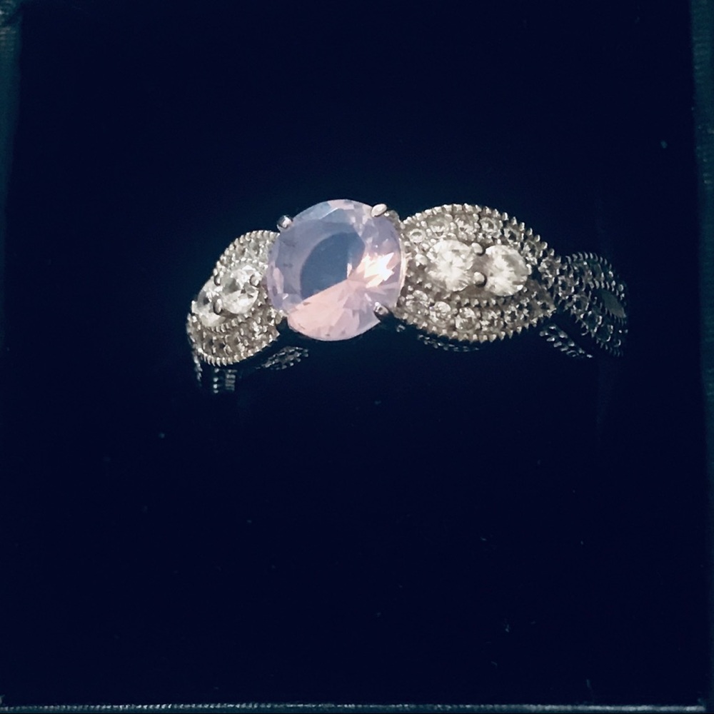 Size 10 Sterling Pink Moonstone Ring